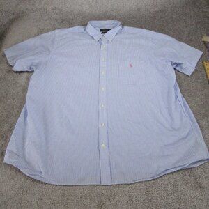 Polo Ralph Lauren Shirt Seersucker Blue White - Mens 3Xb Untucked Fit